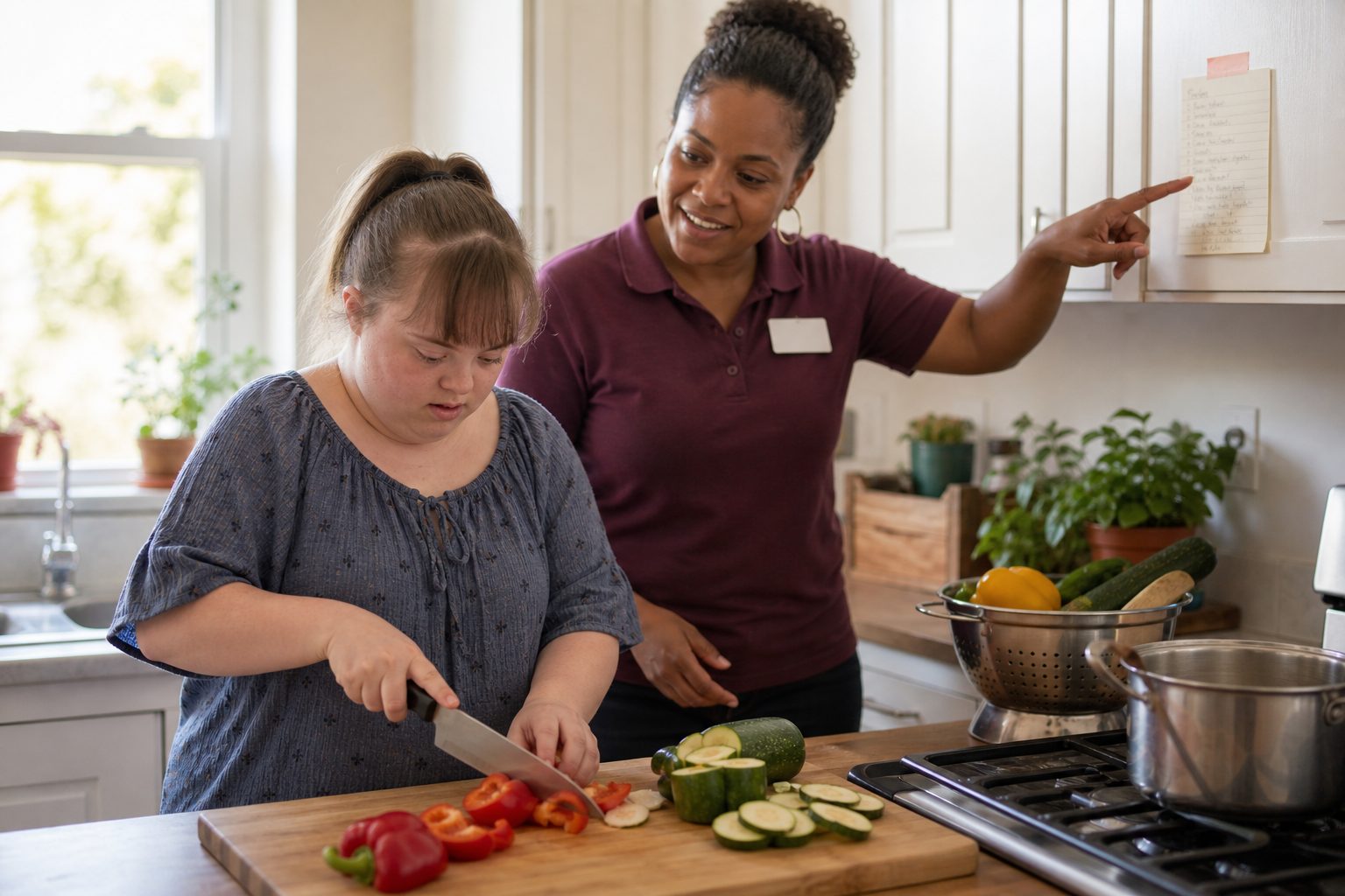 Cooking instruction in a client's kitchen